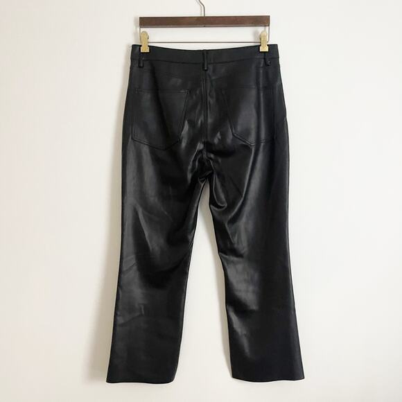 ZARA Faux Leather The Dreed Cropped Flare Pants Black 8 - Picture 6 of 9